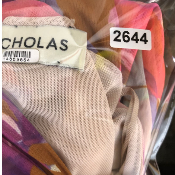 Nicholas Mabel Skirt Ruched Drawstring Slit Hem Midi Abstract Floral Size 14 - Picture 16 of 16